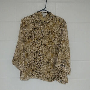 Drapers & Damon's Button down shirt, sheer, snake print,accent buttons